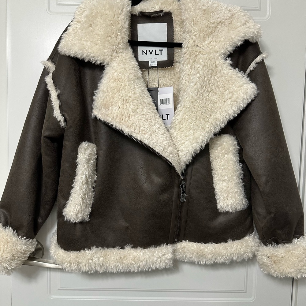 NVLT Women's Tan and Cream Teddy Jacket